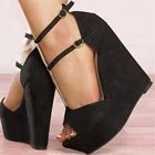 Женские замшевые босоножки BERZIMER, черные, на платформе, размер 44, 45, 49, 52