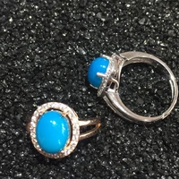 elegant turquoise silver ring for woman 9 mm 11 mm natural turquoise ring sterling silver turquoise jewelry romantic gift