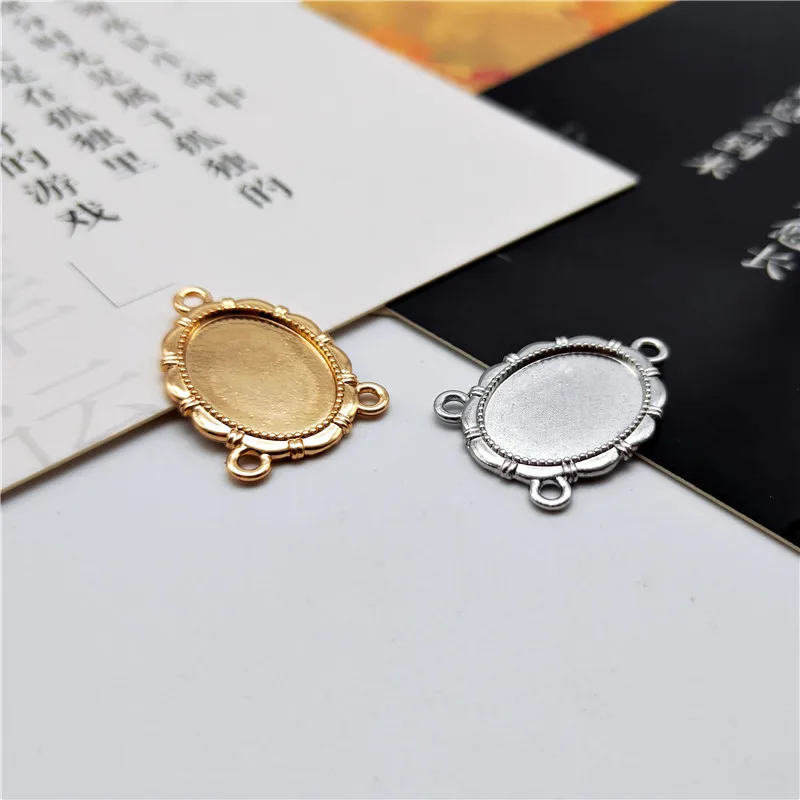 10 шт./лот металлических основных настроек в форме овала размером 13х18 мм с 3 петлями подходят для изготовления украшений на ожерелье своими руками.