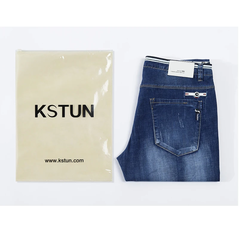 Мужские джинсы KSTUN брендовые Стрейчевые тонкие Синие рваные в стиле хип хоп для
