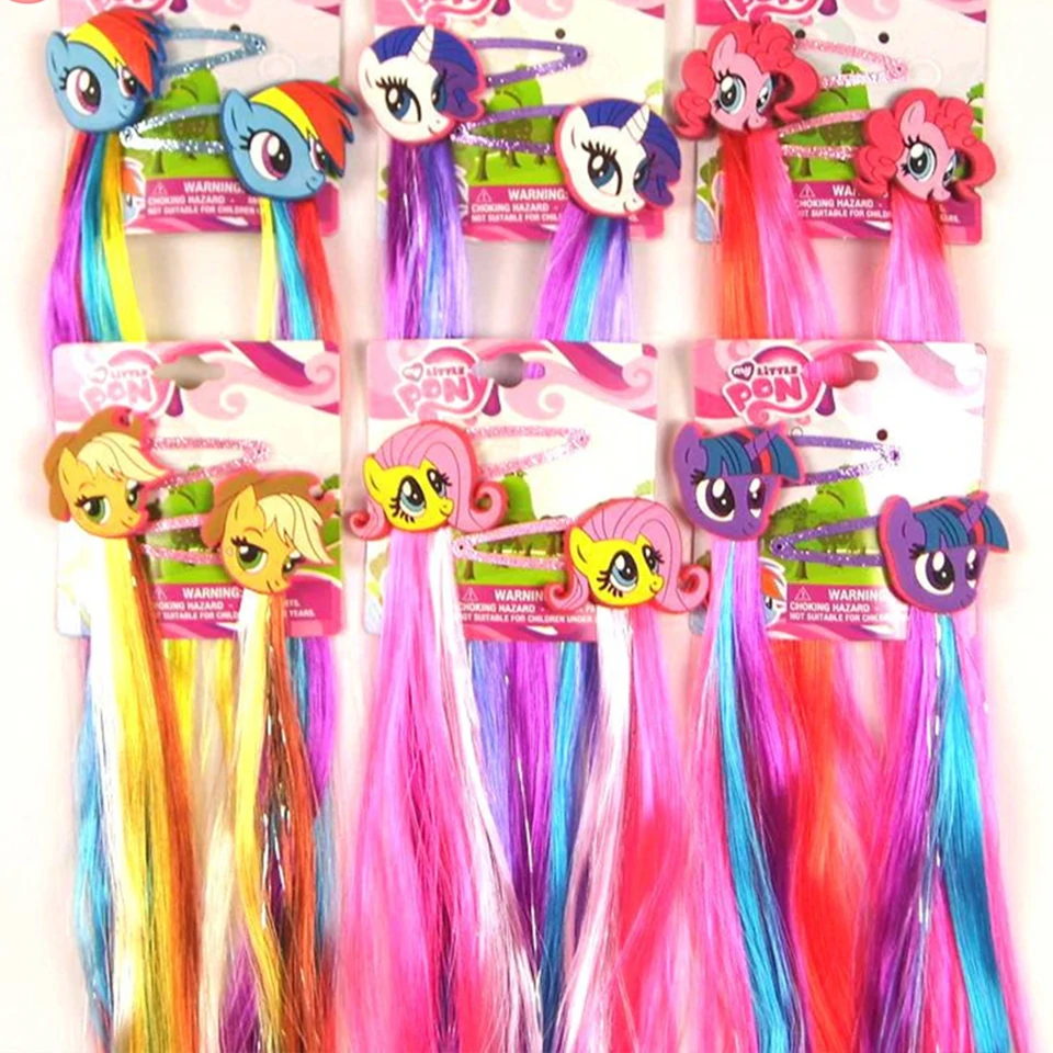 Детские заколки My Little Poni мультяшная заколка для волос с длинными разноцветными волосами, заколка для волос, милые детские аксессуары для волос