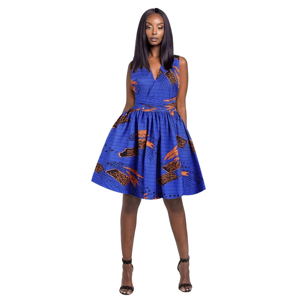 

Summer African Drssses for Women Club Dashiki Print DIY Bandage Ladies Office Lady Robe Africaine Sexy Ankara African Clothes