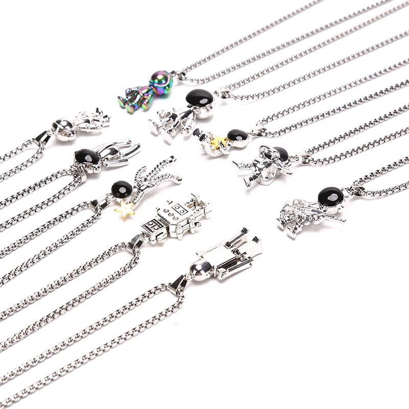 

Ожерелье в стиле хип-хоп из титановой стали с подвеской в виде астронавта