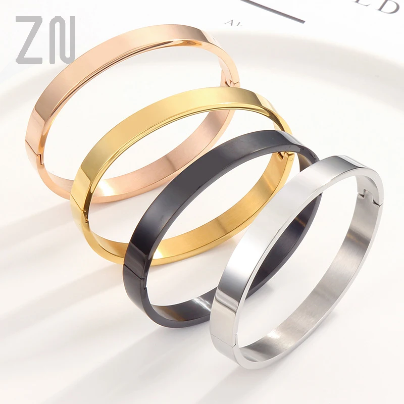 

ZN New 8MM Titanium Steel Cuff Bracelets Bangles For Women Fashion Jewelry Charm Jewelry Accessories Screw Stylish Classic