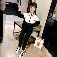 girls kids clothes set spring autumn childrens clothing color zipper sports tracksuit casual two piece kids student school suit