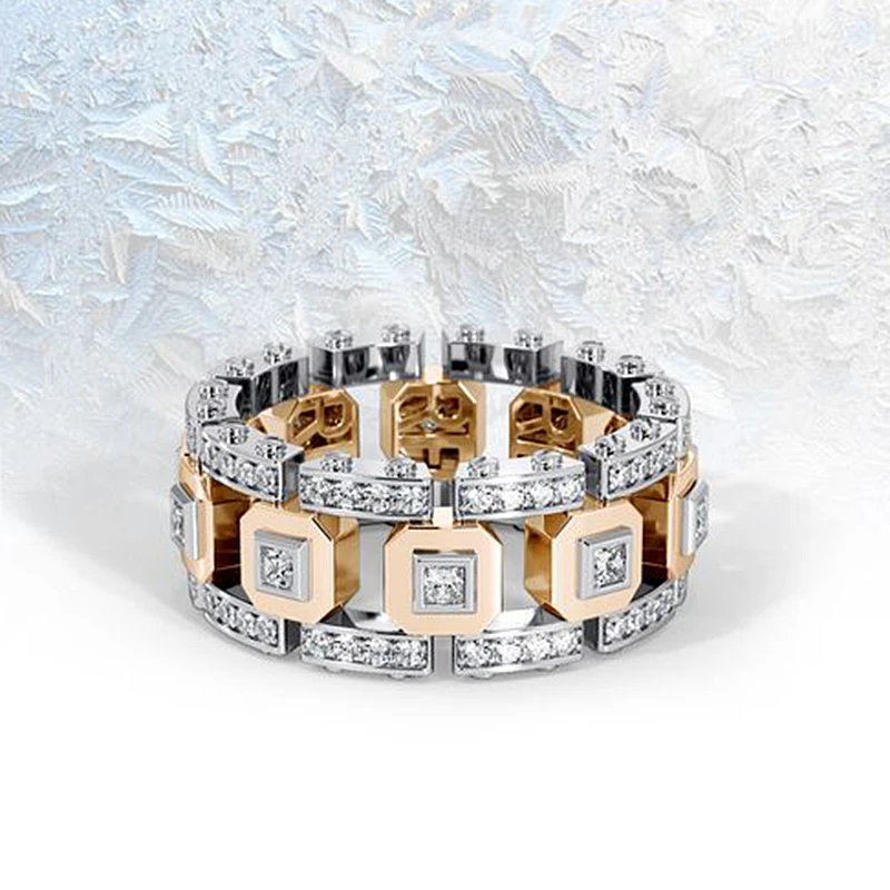 Золотистые и Серебристые разноцветные двухцветные золотистые кольца для женщин