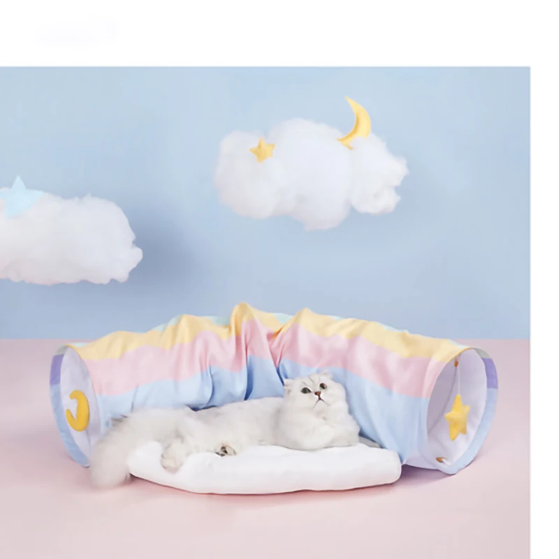 

Rainbow Tunnel Cat Bed Cat Channel Rolling Ground Dragon Cat Accessories Removable And Washable Cat's House Four Seasons Univers