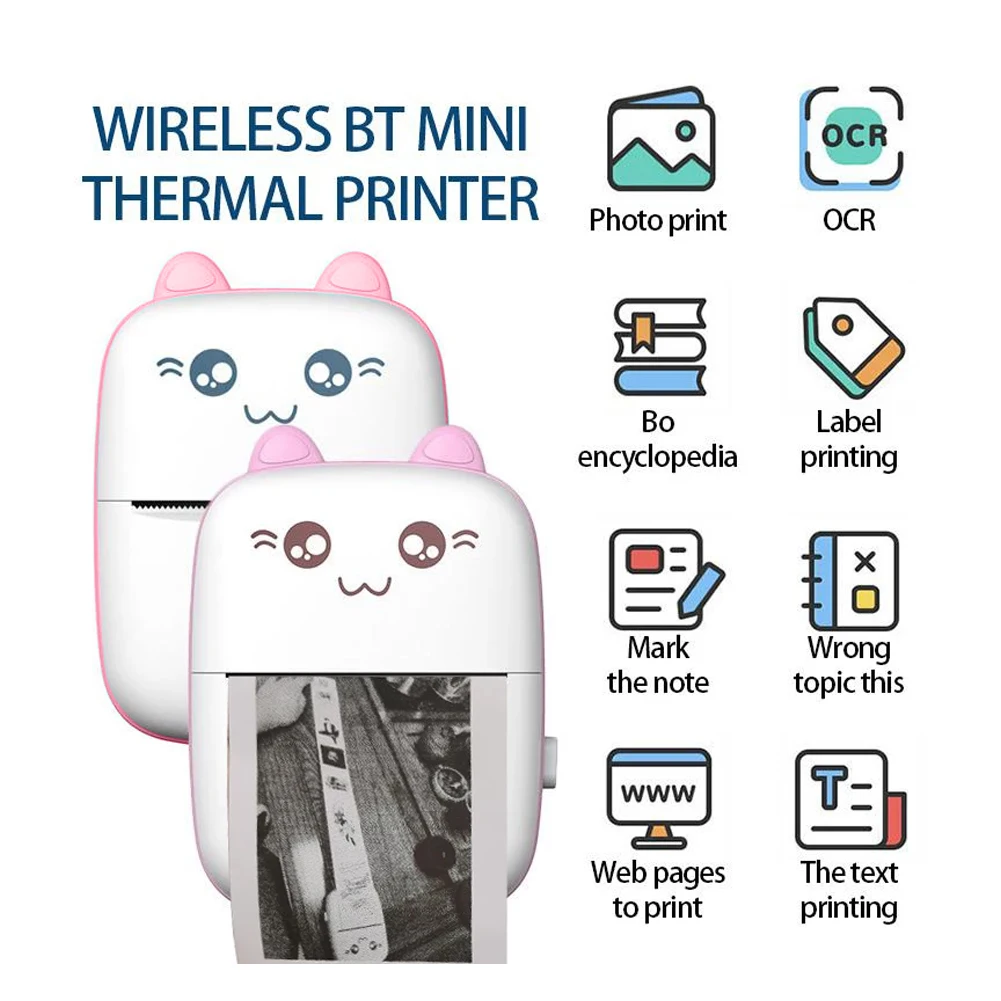 

Wireless Label Printer Mini Pocket Thermal Photo Tag Sticker Printing Multifunction Photo Printers for Android iOS