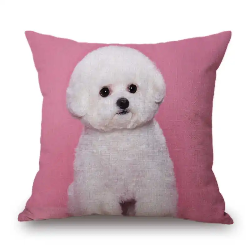Bichon Frise, хлопковый льняной чехол для подушки, дивана, поясная наволочка, домашний декор
