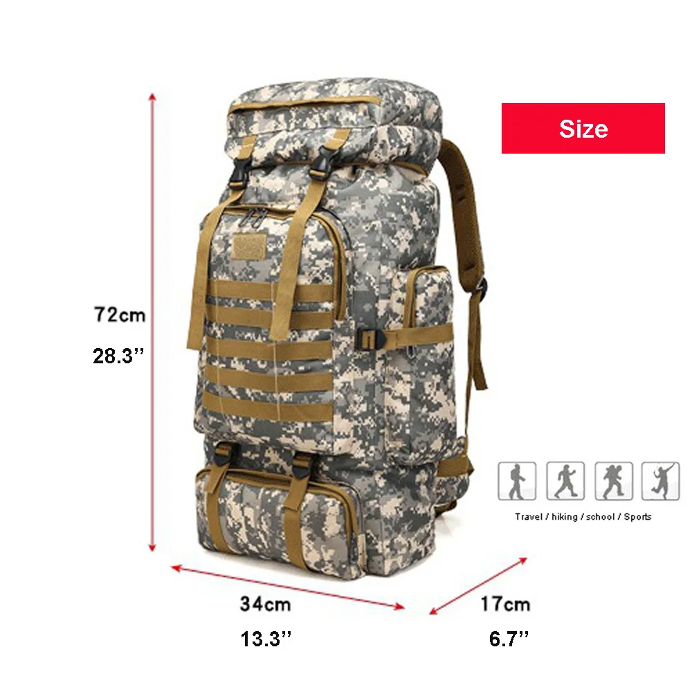 Военный камуфляжный рюкзак 80 л водонепроницаемая Спортивная Сумка для кемпинга