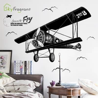 creative retro plane wall stickers home decor decorations living room bedroom self adhesive stickers background wall decoration