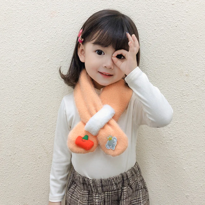 

Зимний Детский плюшевый шарф прекрасный модный нагрудник для мальчиков и девочек Детский Теплый шарф для девочек