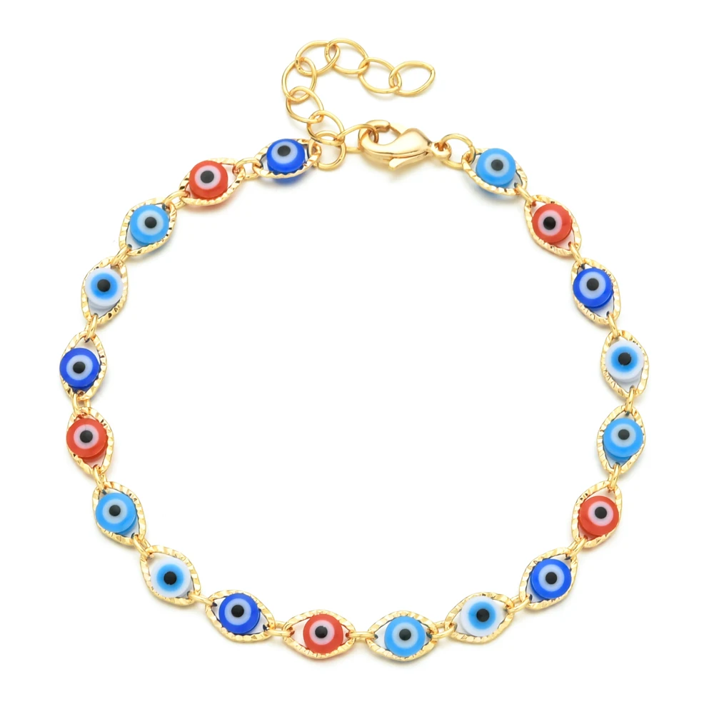 

New Boho Turkey Evil Eye Bracelet Women Stainless Steel Bracelets Jewelry Colorful Bead Mens Bangle Pulseras Mujer