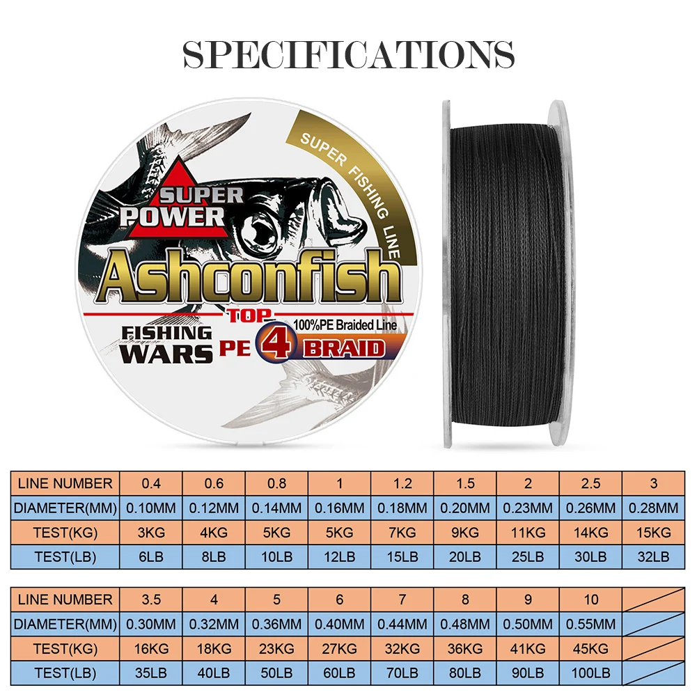 new black color never faded fishing line braided 100M 300M 4strands super strong 4 strands pe saltwater 6-100LBS wire ice fish | Спорт и