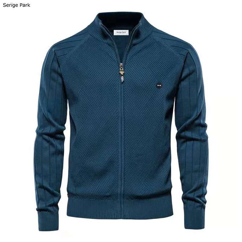 men sweaters designer zipper cardigan luxury three-dimensional diamond pattern spring and autumn men's jacket everyday casual