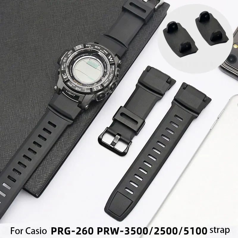 Rubber watch Strap For Casio PROTREK PRG-260/270/550/250 PRW-3500/2500/5100 Replacement Black Bracelet 18mm Silicone  Watchbands