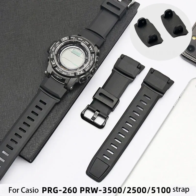 Ремешок резиновый для Casio PROTREK PRG-260/270/550/250 PRW-3500/2500/5100 Черный Сменный силиконовый