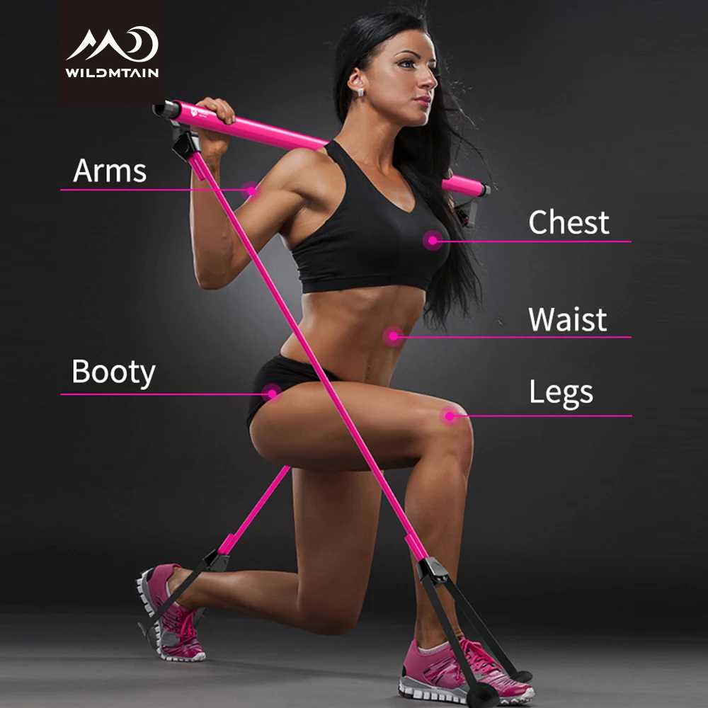 WILDMTAIN Pilates Bar Kit with Resistance Band Exercise Stick Toning Fitness Home Yoga Gym Body Workout |