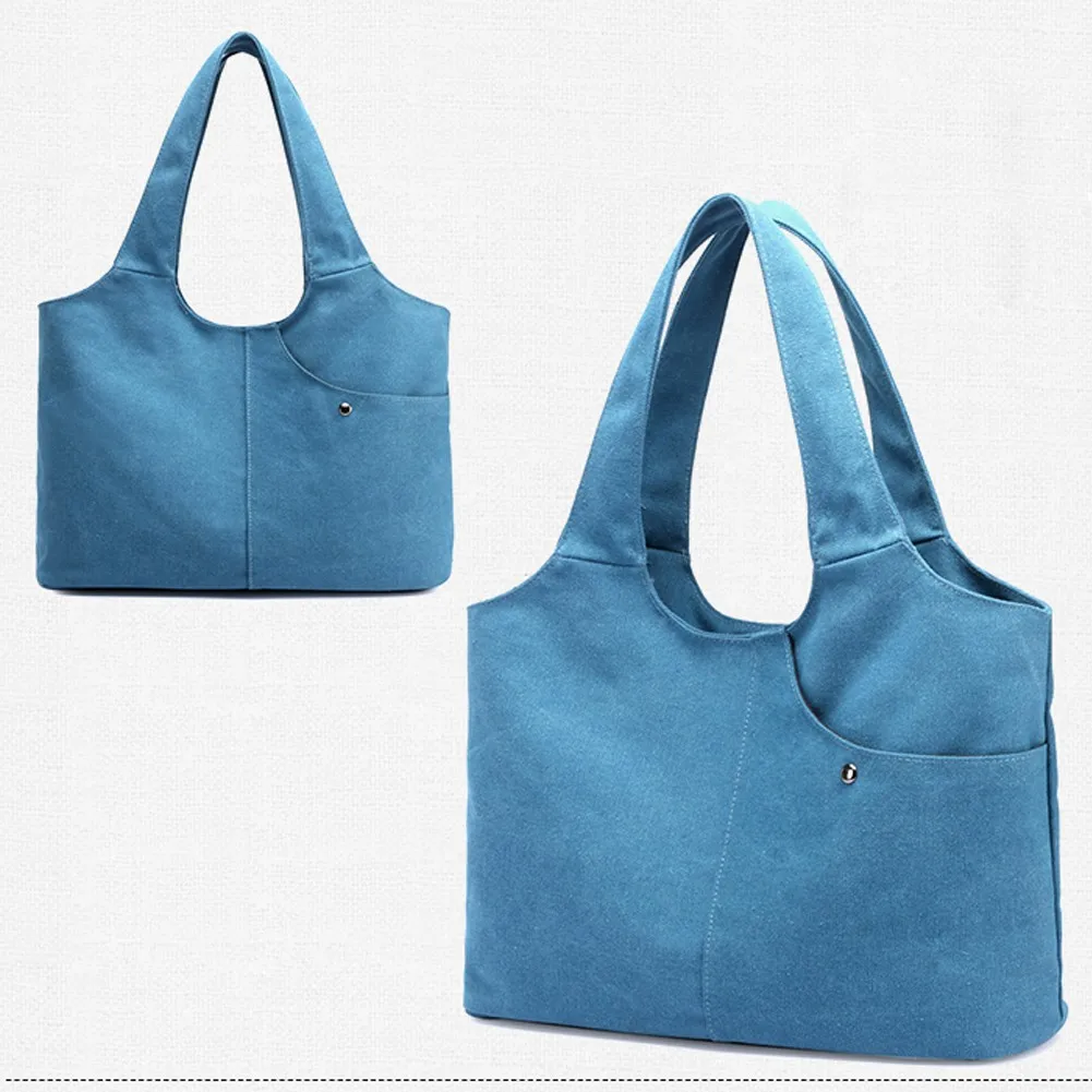 

Women Canvas Shoulder Bag Handbag Large Capacity Zipper Pockets Totes Big Durable Shopping Bag