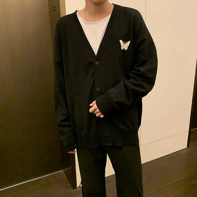 

Women Knitted Long Sleeve Embroideried Butterfly Sweaters Cardigans New Men V Neck Sweater Cardigan Coat Casual Autumn Sweater