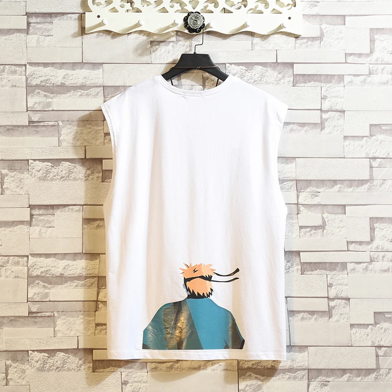 

Men's casual Tank Tops fashion trend personality printing loose large size fitness sportswear all-match round neck vest 2021 New