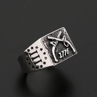 gothic punk mens ring retro independence day 1776 mens ring stainless steel double guns mens punk jewellery