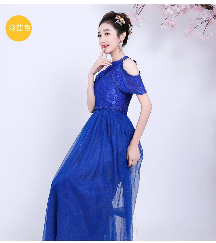 Винтажное платье подружки невесты Королевского синего цвета элегантное женское