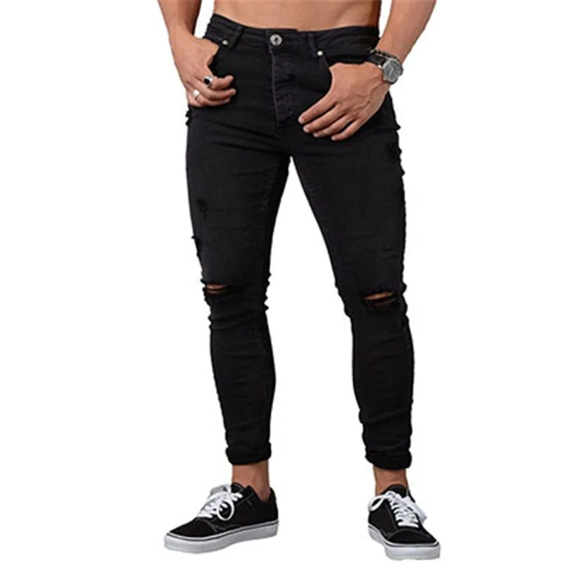 Men's Sweatpants Sexy Hole men Jeans Pants Casual Summer Autumn Male Ripped Skinny Trousers Slim Outwears Pants men jeans pants