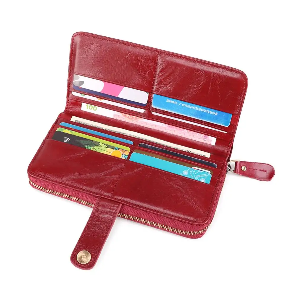 Женский Длинный кошелек многослойный вместительный из натуральной кожи чехол