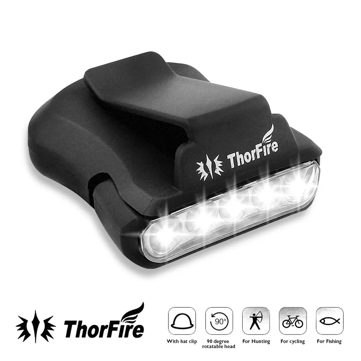 

4pcs ThorFire 5LED Headlamp Cap Light Rotatable Clip-on Hat Light Hands Super Bright Head Lamp Lantern Camping Cycling Fishing
