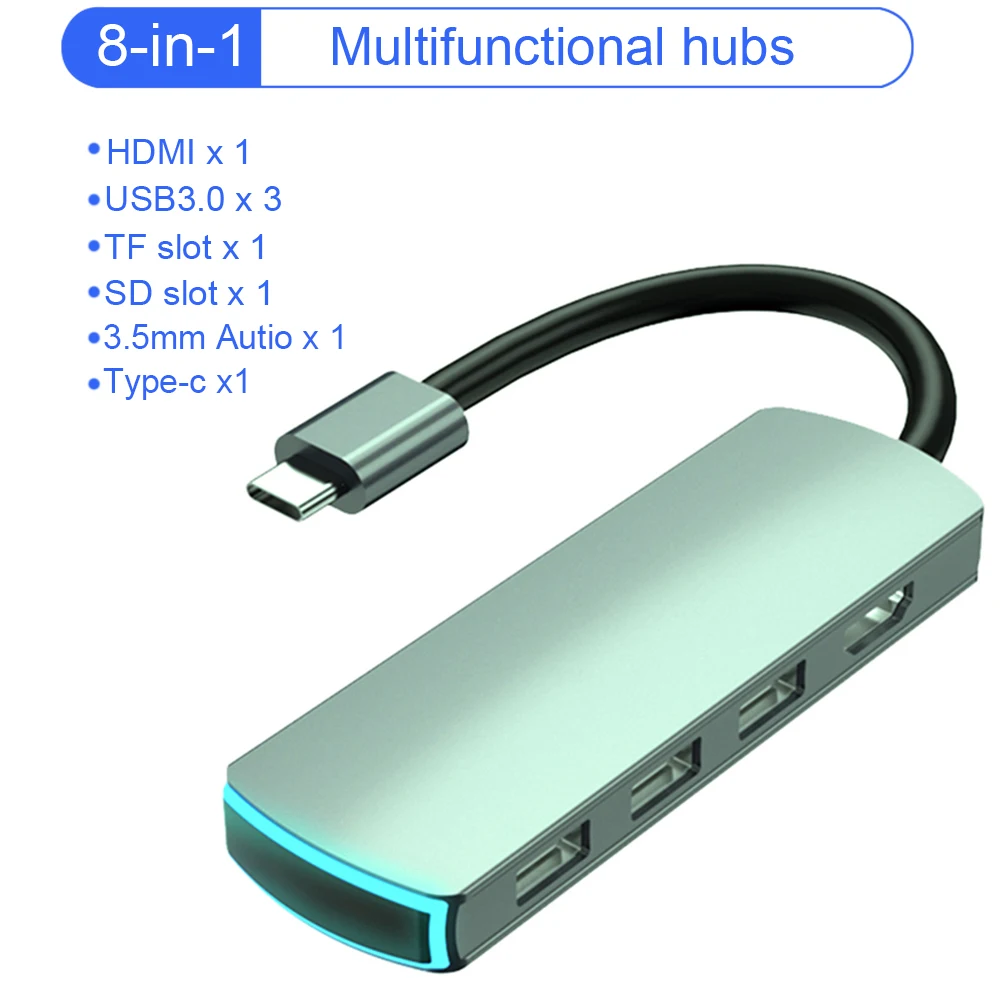 USB C концентратор адаптер Type c 3 0 к HDMI 4K SD/TF кардридер RJ45 PD зарядный для MacBook Pro