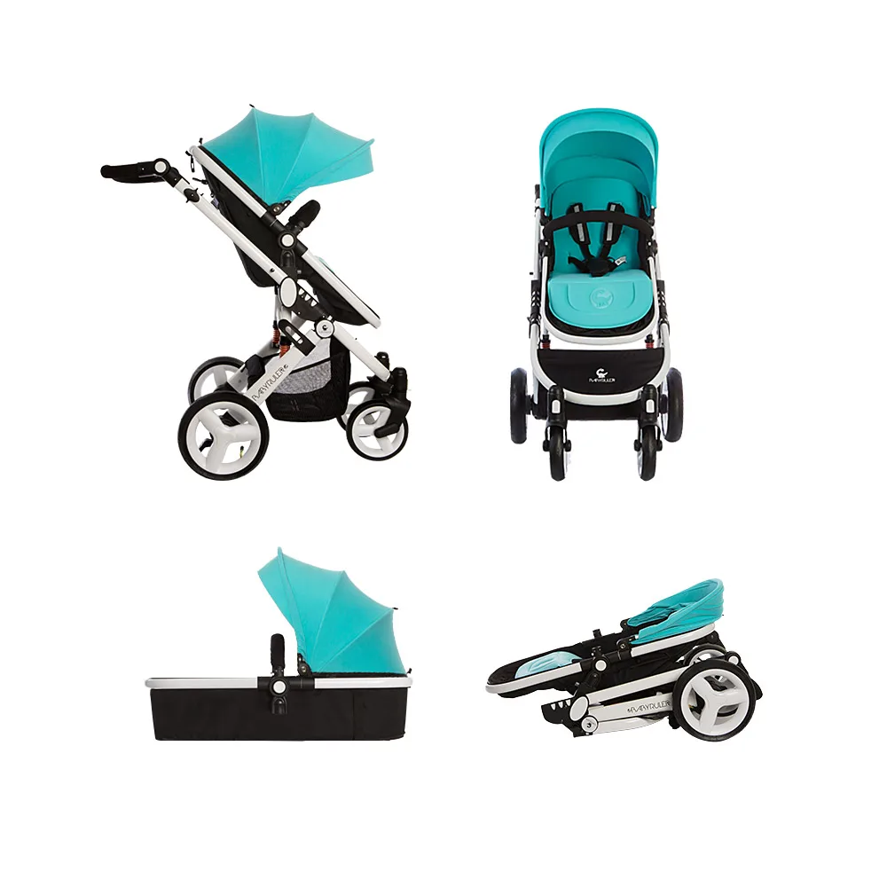 Прогулочная коляска трансформер Babyruler ST166 Бирюзовый (Tiffany) + Утепленный чехол на