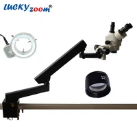 professional 3 5x 45x trinocular microscope adjustable articulating arm microscope stand 144pcs led ring light clamp microscopio