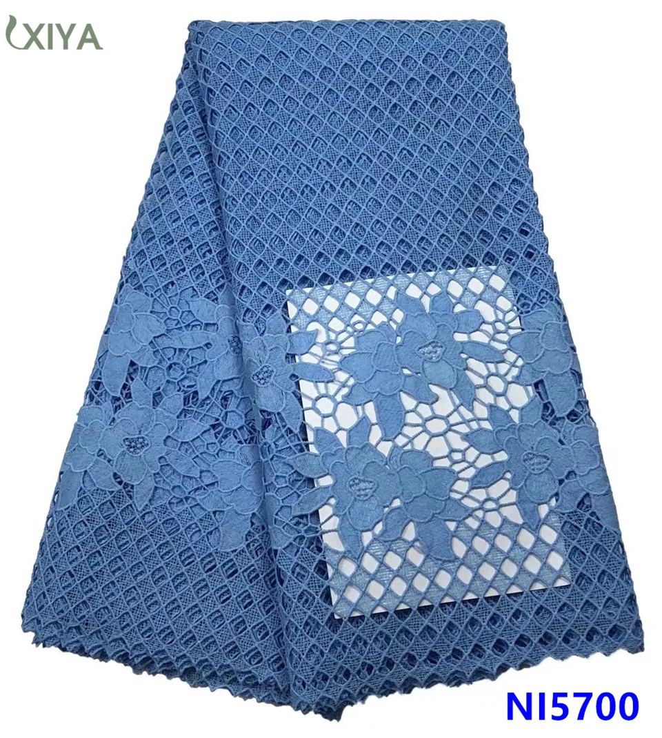 

African Lace Fabric Sky Blue Nigerian Net Lace Fabric High Quality Milk Silk Laces Fabrics for Wedding Party Dress NI5700