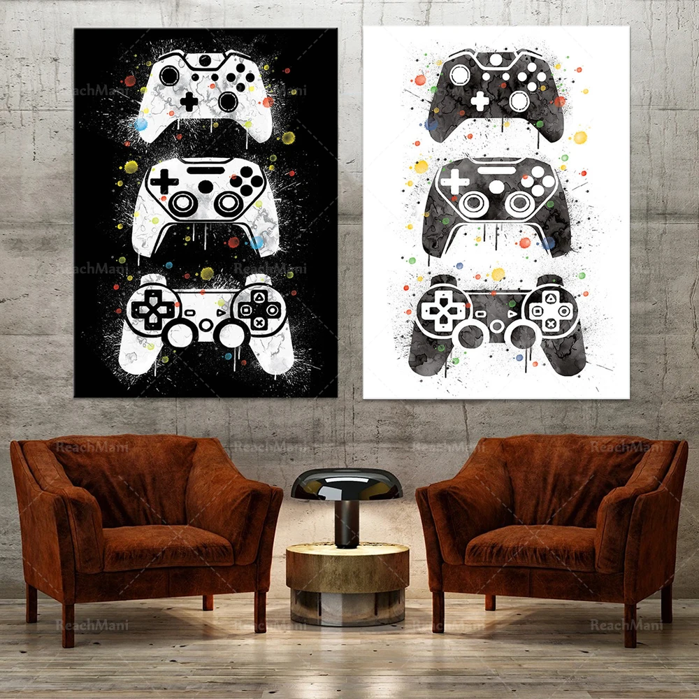 Игровая постер подарок для игроков художественная игра набор manettes видео Постер