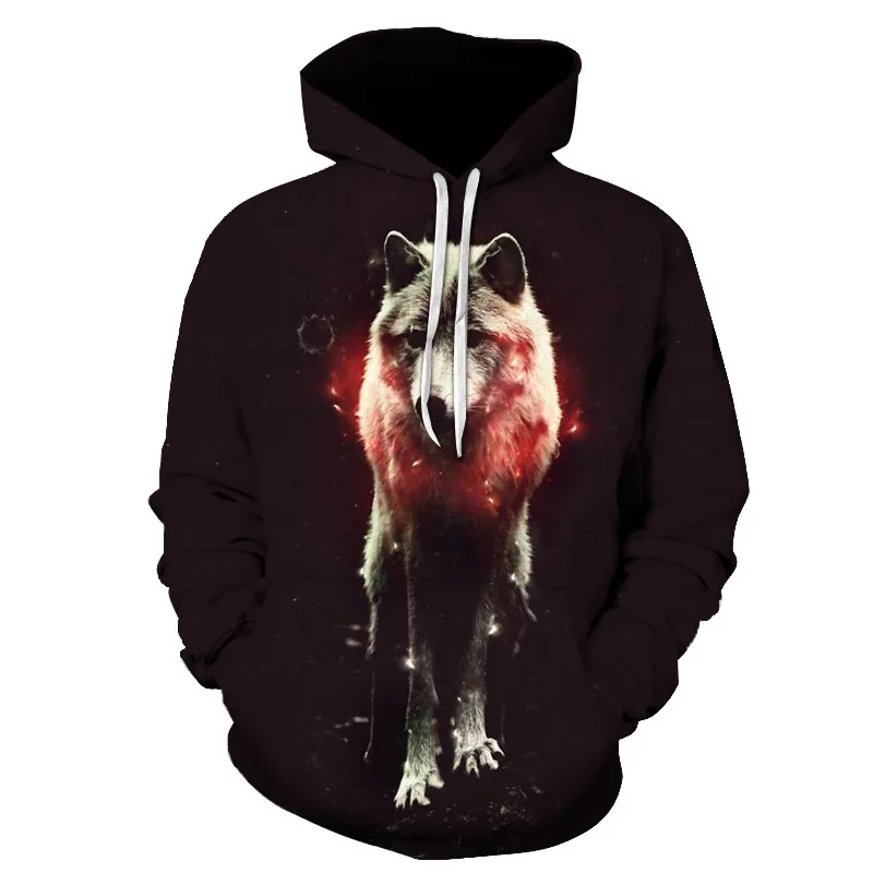

ZOGAA 2021 Winter New Hooded Sweatshirt Men's Pullover 3D Wolf Pattern Printing Thickening Casual Loose Fashion Men's Jacket