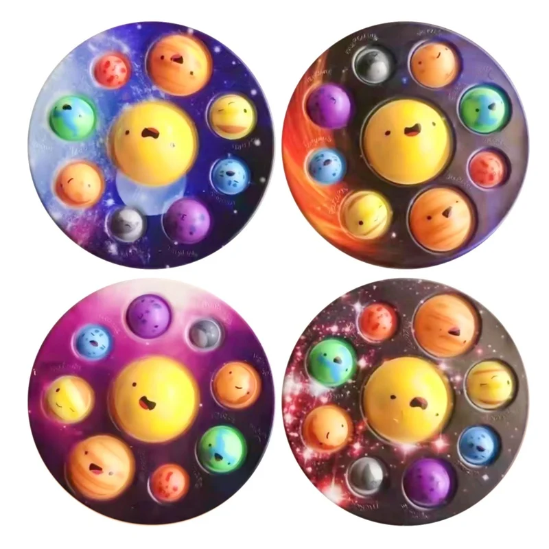 

1pc Planet Decompression Keychain Finger Bubble Press Puzzle Practice Board Stress Relief Toy For Kids And Adults