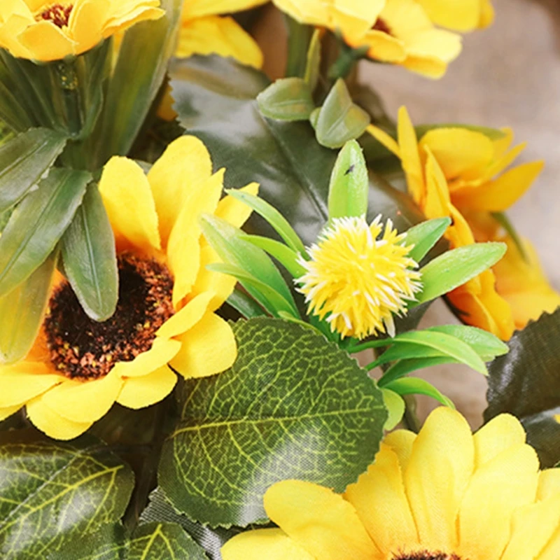 

Sunflower Flower Wreath Handmade Artificial Garland for front Door Wall Wedding Party Home Decoration H3CC