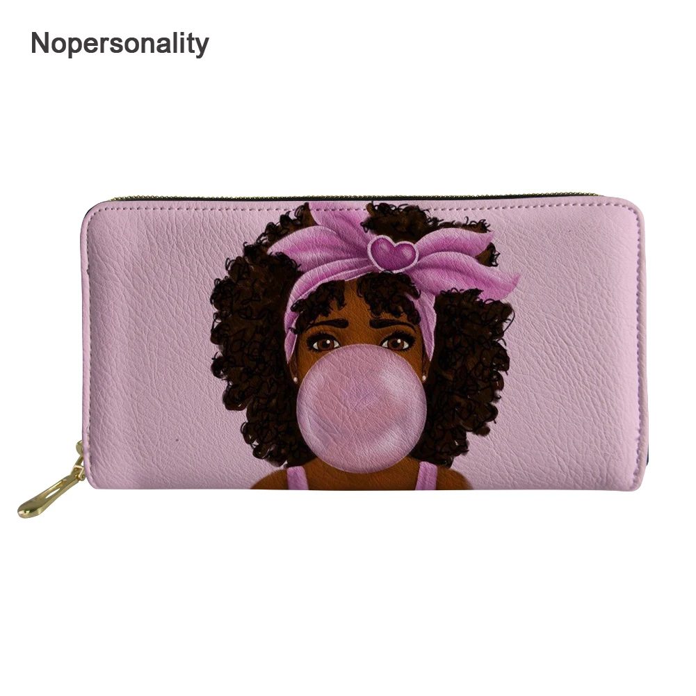 Nopersonality черные женские кожаные кошельки в Африканском и американском стиле Art Afro кошелек для девочек длинный женский держатель для кредитных карт Сумочка розовая