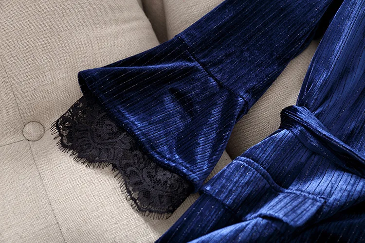 Autumn Winter Navy Blue Casual Velvet Women Long Sleeve Solid Elegant Dress Women Plus Size Dinner Dresses for Women Robe