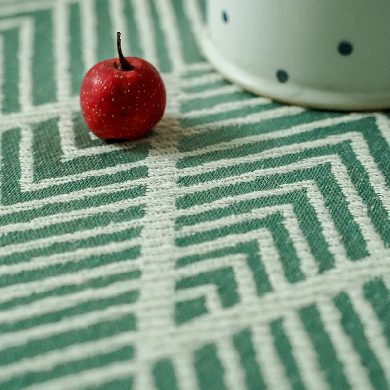 

Waterproof jacquard Tablecloth Japanese Style Wave Geometric Pattern Cotton Linen Table Cloth Coffee Table Cover Outing Cloth