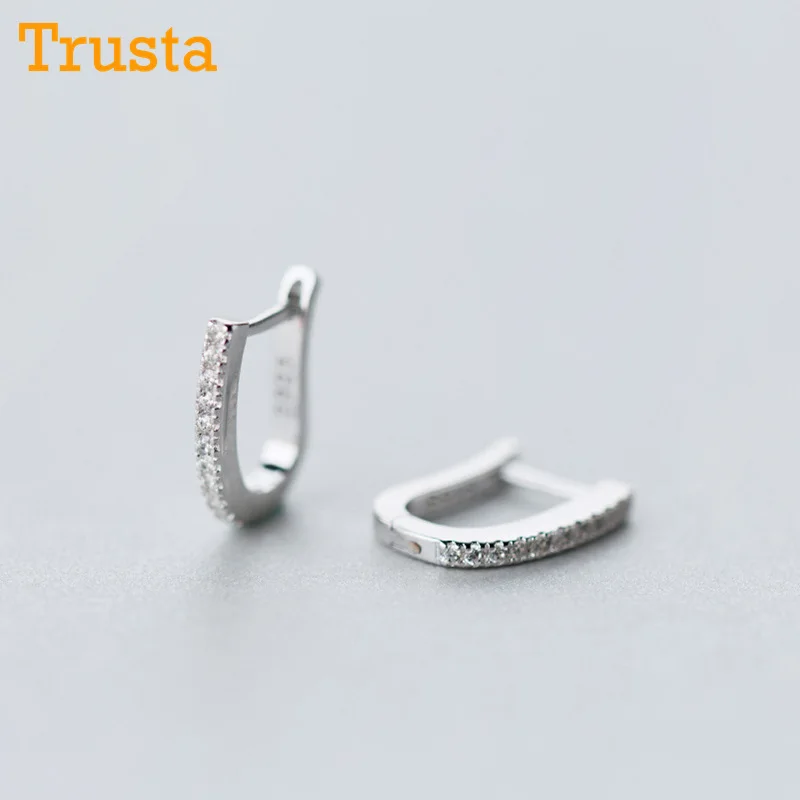 Серьги кольца Trusta из 100% настоящего серебра 925 пробы геометрические клипсы для