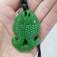 natural green hand carved pisces jade pendant fashion boutique jewelry men and women fish necklace gift accessories