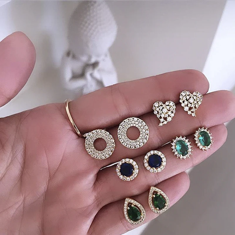 1 комплект винтажная с кристаллами хрусталя геометрические серьги набор женские