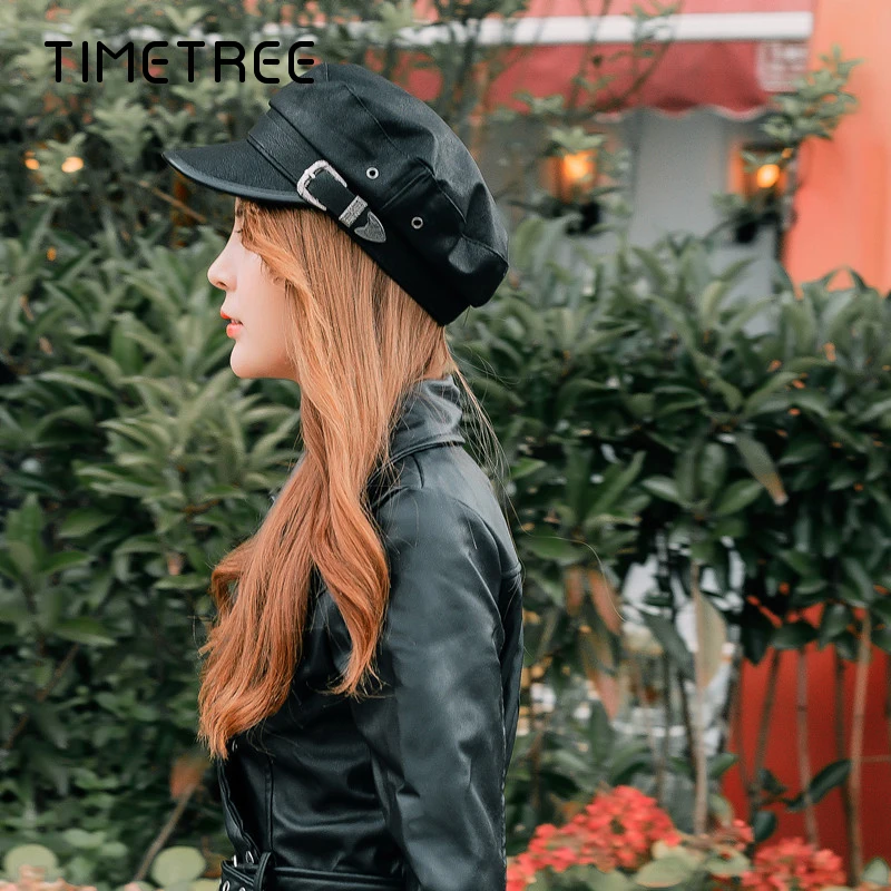 Женские шапки с металлическими пуговицами темно-синие повседневные Мягкие Шапки