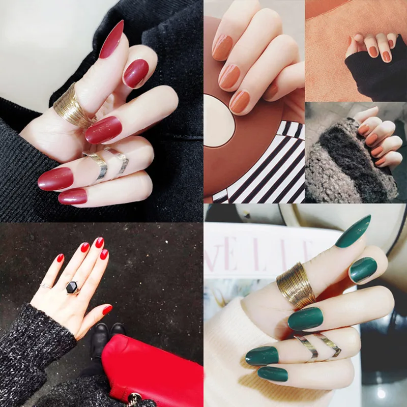 Дамы Девушки сплошной цвет поддельные ногти DIY патч наклейки полоски 24 шт для