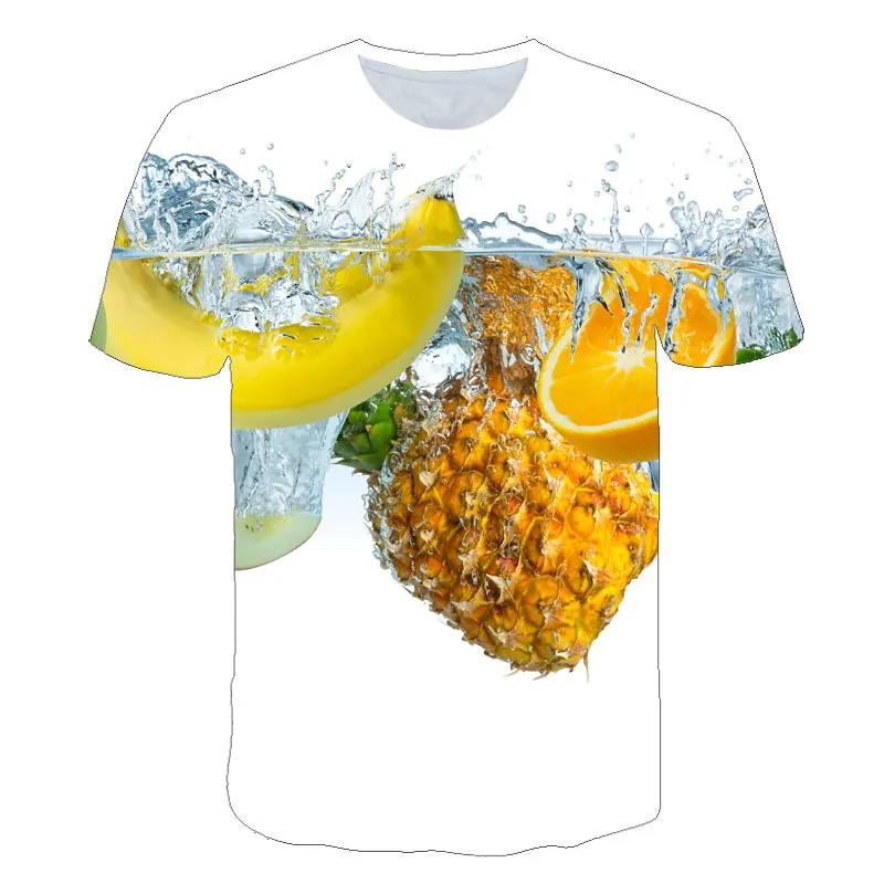 

New Fruit Short Sleeve T-Shirt 3D-printed Strawberry/Pineapple/Lemon Cool T-Shirt casual fashion T-shirt for both men and women