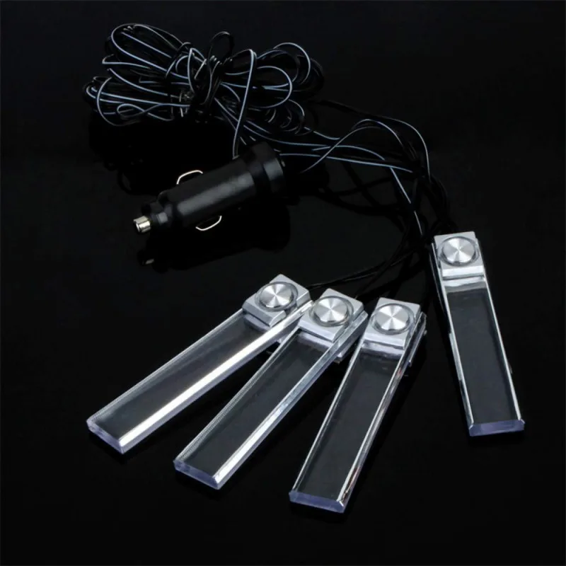 

4 pcs car ambient light ground Auto interior lighting LED Atmosphere lamp Decorative car accessories FM