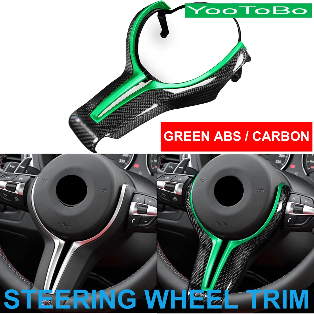 

Car Carbon Fiber Steering Wheel Trim Cover Replace Green ABS Painted For M Sport BMW M2 F87 M3 F80 M4 F82 M5 F10 M6 F06 X5M X6M