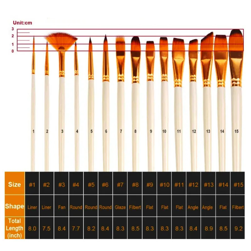Кисть для рисования акварелью 15 шт. скребок губка-1